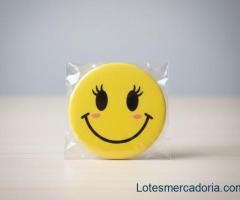 😄 LOTE ATACADO (400 UNIDADES): Espelho de Bolso Dupla Face c/ Estampas de Emoji / Smiley